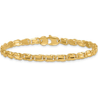 14K Yellow Gold Polished Fancy Flat Link 7.25" Bracelet - 4.5mm by 0