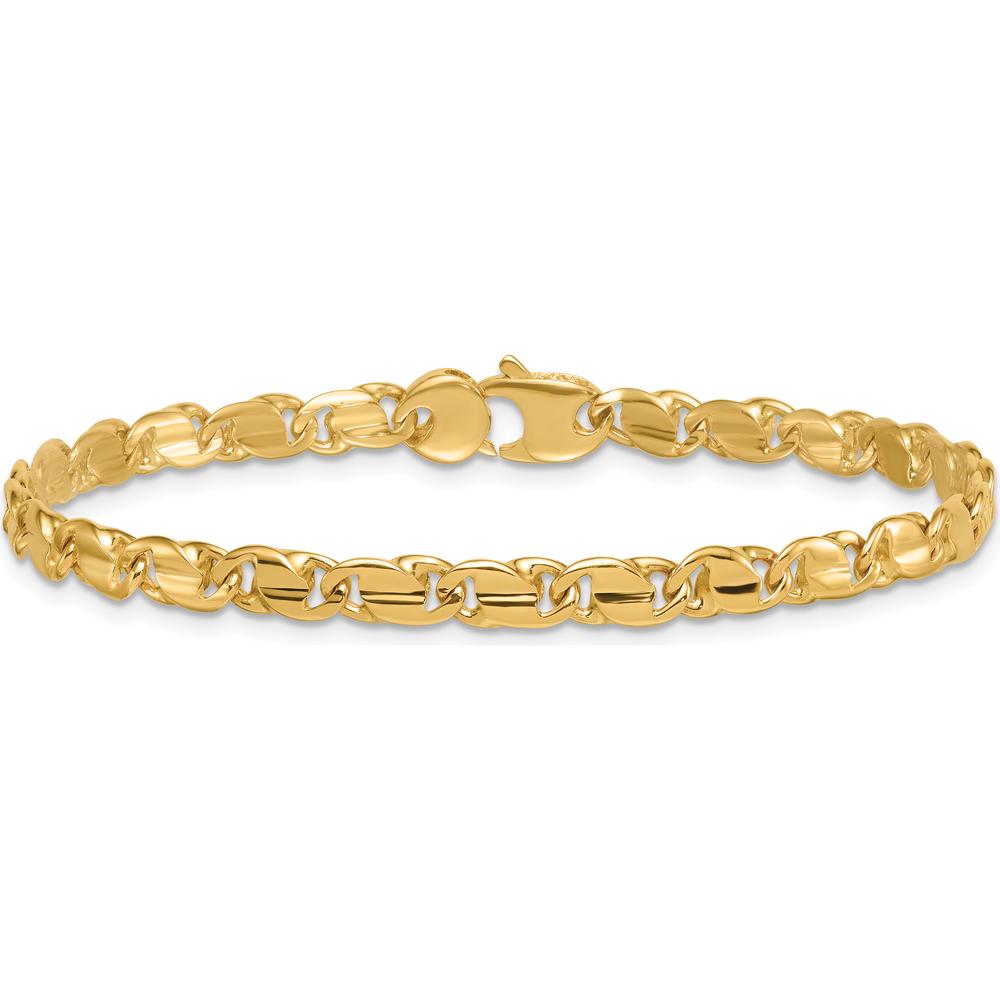 14K Yellow Gold Polished Fancy Flat Link 7.25" Bracelet - 4.5mm by 0