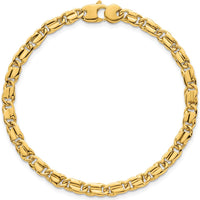 14K Yellow Gold Polished Fancy Flat Link 7.25" Bracelet - 4.5mm by 0