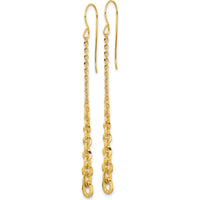 14K Yellow Gold Polished Fancy Graduated Cable Chain Link Dangle Earrings - 65mm Length by 0