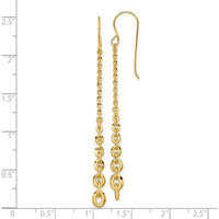 14K Yellow Gold Polished Fancy Graduated Cable Chain Link Dangle Earrings - 65mm Length by 0
