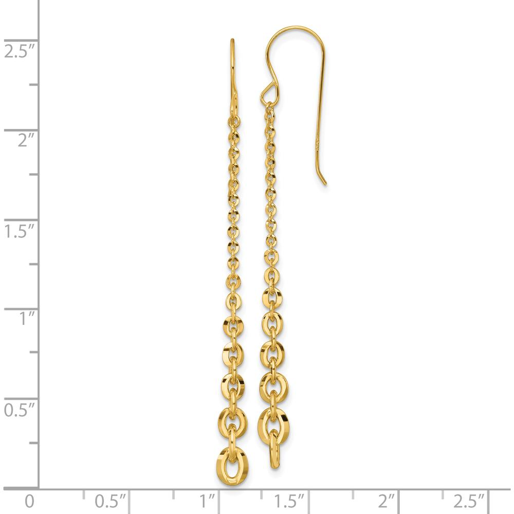 14K Yellow Gold Polished Fancy Graduated Cable Chain Link Dangle Earrings - 65mm Length by 0