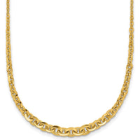 14K Yellow Gold Polished Fancy Graduated Cable Link Necklace - 18" Length by 0