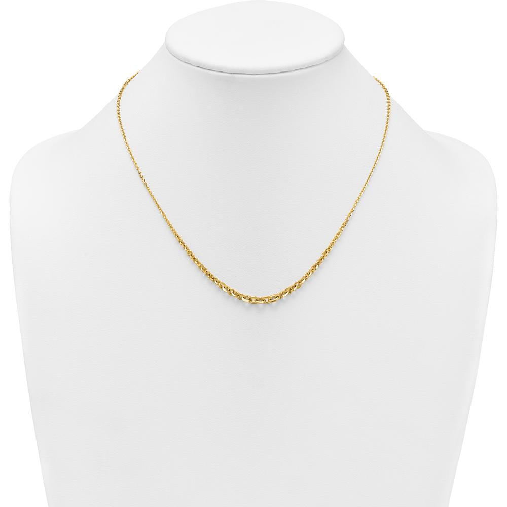 14K Yellow Gold Polished Fancy Graduated Cable Link Necklace - 18" Length by 0