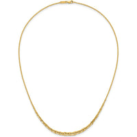 14K Yellow Gold Polished Fancy Graduated Cable Link Necklace - 18" Length by 0