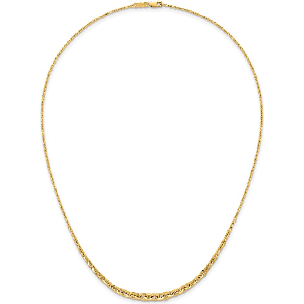 14K Yellow Gold Polished Fancy Graduated Cable Link Necklace - 18" Length by 0
