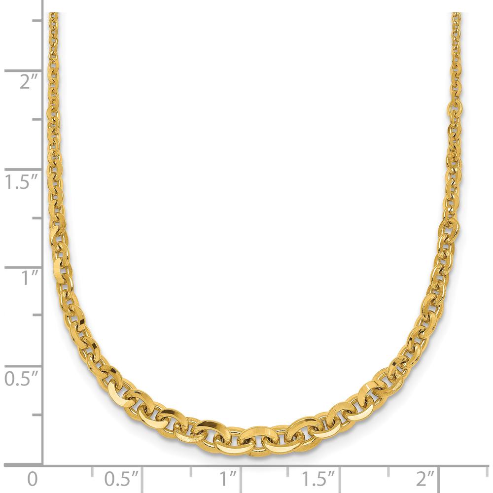 14K Yellow Gold Polished Fancy Graduated Cable Link Necklace - 18" Length by 0