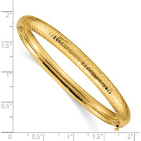 14K Yellow Gold Polished Fancy Hammered Oval Bangle Bracelet - 6.50mm Width by Oro Pregiato