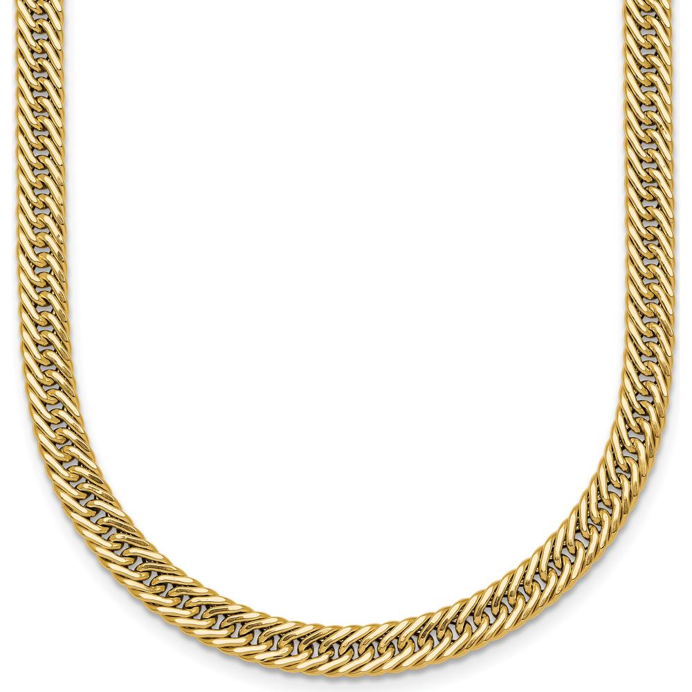 14K Yellow Gold Polished Fancy Hollow Curb Link 17" Necklace by 0