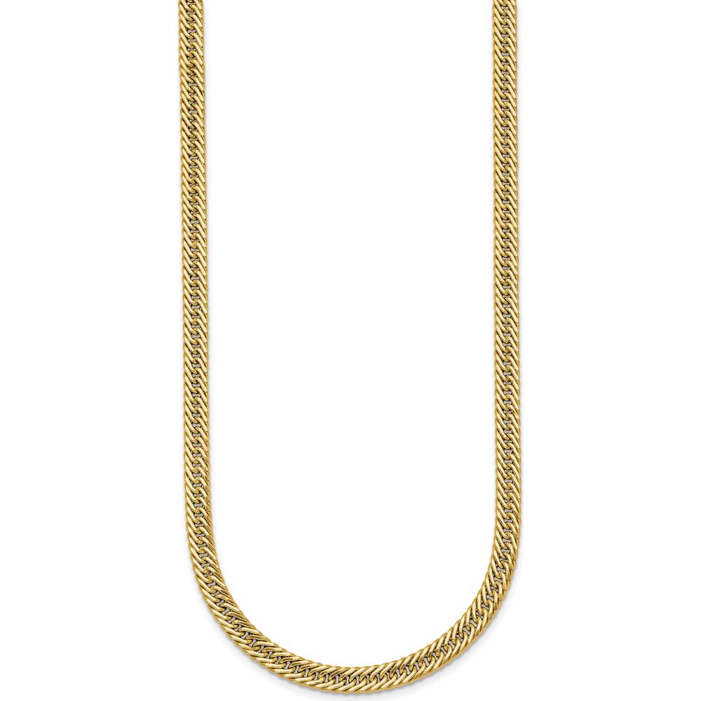 14K Yellow Gold Polished Fancy Hollow Curb Link 17" Necklace by 0