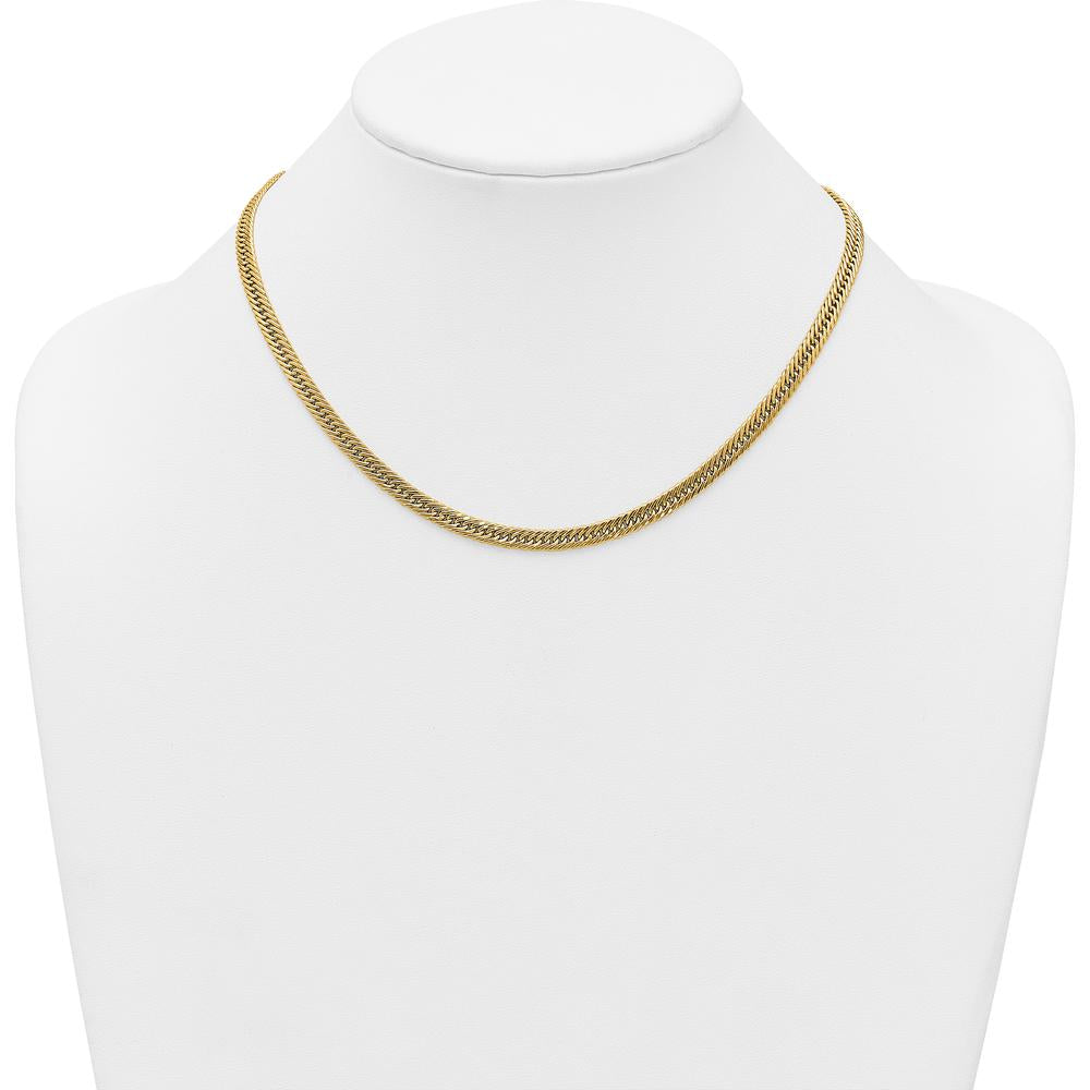 14K Yellow Gold Polished Fancy Hollow Curb Link 17" Necklace by 0