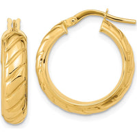 14K Yellow Gold Polished Fancy Hoop Earrings - 20.78mm Length by 0