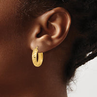 14K Yellow Gold Polished Fancy Hoop Earrings - 20.78mm Length by 0