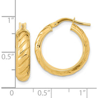 14K Yellow Gold Polished Fancy Hoop Earrings - 20.78mm Length by 0