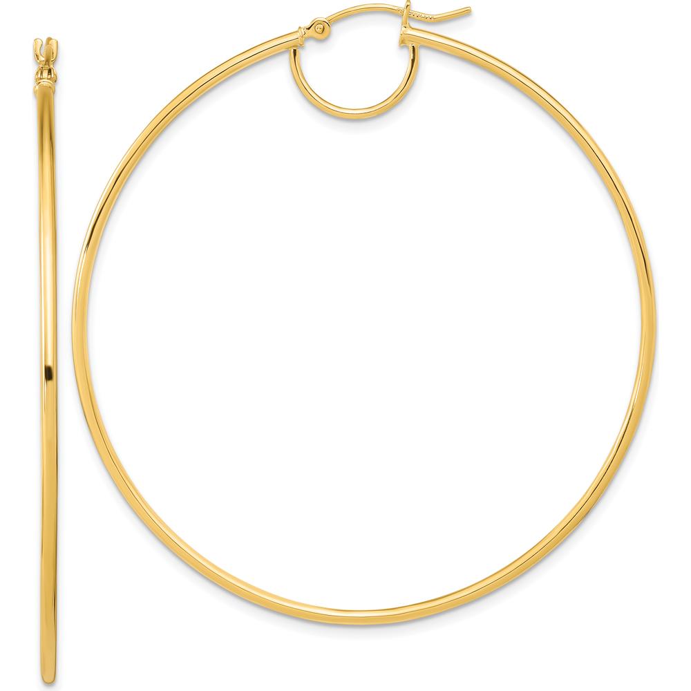 14K Yellow Gold Polished Fancy Hoop Earrings - 57.7mm Length, 54.3mm Width by 0