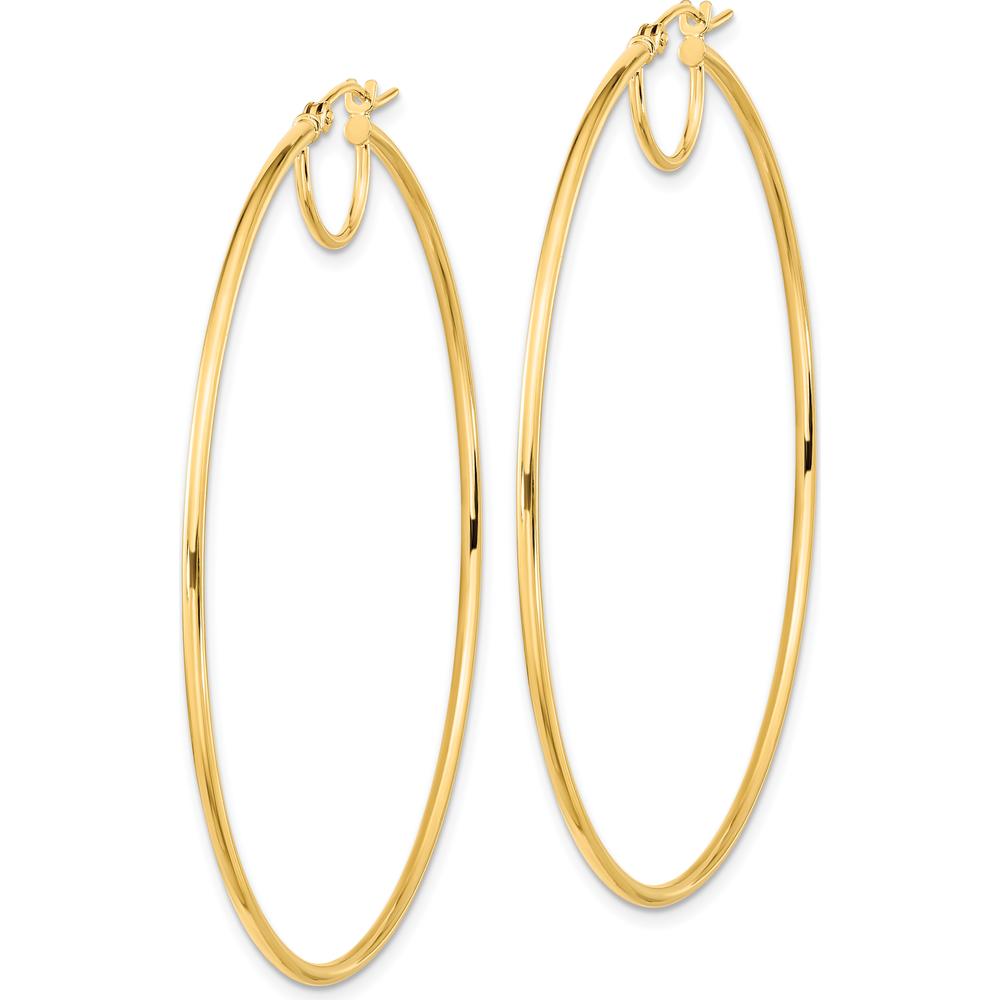 14K Yellow Gold Polished Fancy Hoop Earrings - 57.7mm Length, 54.3mm Width by 0