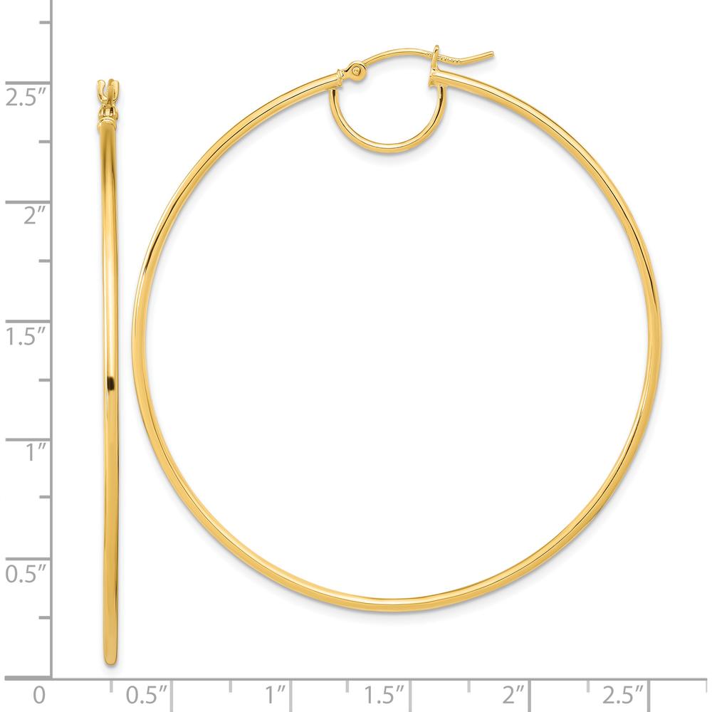 14K Yellow Gold Polished Fancy Hoop Earrings - 57.7mm Length, 54.3mm Width by 0