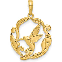 14K Yellow Gold Polished Fancy Hummingbird Charm - 26mm Length by Oro Pregiato