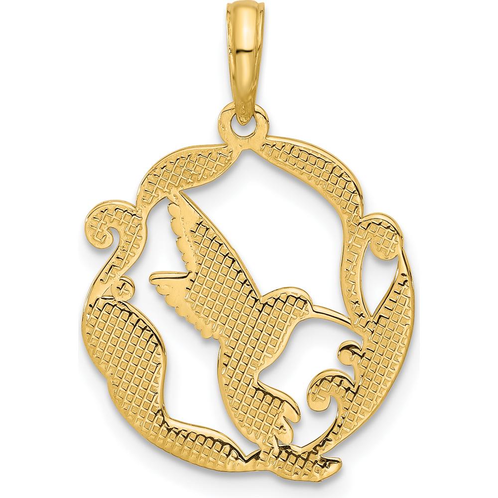 14K Yellow Gold Polished Fancy Hummingbird Charm - 26mm Length by Oro Pregiato