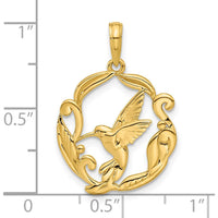 14K Yellow Gold Polished Fancy Hummingbird Charm - 26mm Length by Oro Pregiato