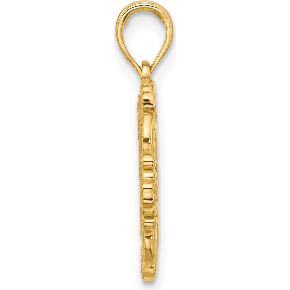 14K Yellow Gold Polished Fancy Hummingbird Pendant Charm - Nature-Inspired Design by Oro Pregiato