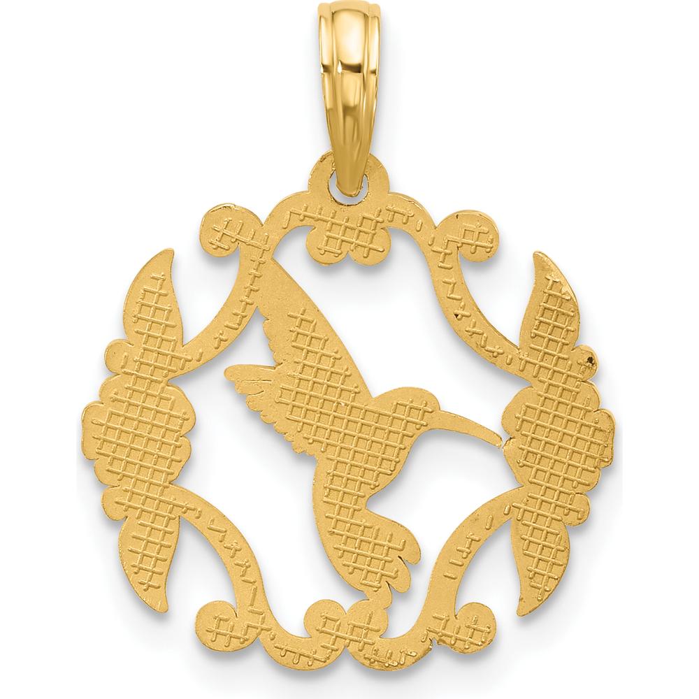 14K Yellow Gold Polished Fancy Hummingbird Pendant Charm - Nature-Inspired Design by Oro Pregiato