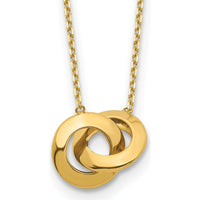 14K Yellow Gold Polished Fancy Interlocking Circles Pendant Necklace with 1" Extender by 0