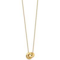 14K Yellow Gold Polished Fancy Interlocking Circles Pendant Necklace with 1" Extender by 0