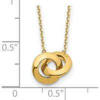 14K Yellow Gold Polished Fancy Interlocking Circles Pendant Necklace with 1" Extender by 0