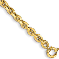 14K Yellow Gold Polished Fancy Knife-edge Rolo Link Bracelet - 8" Length by 0