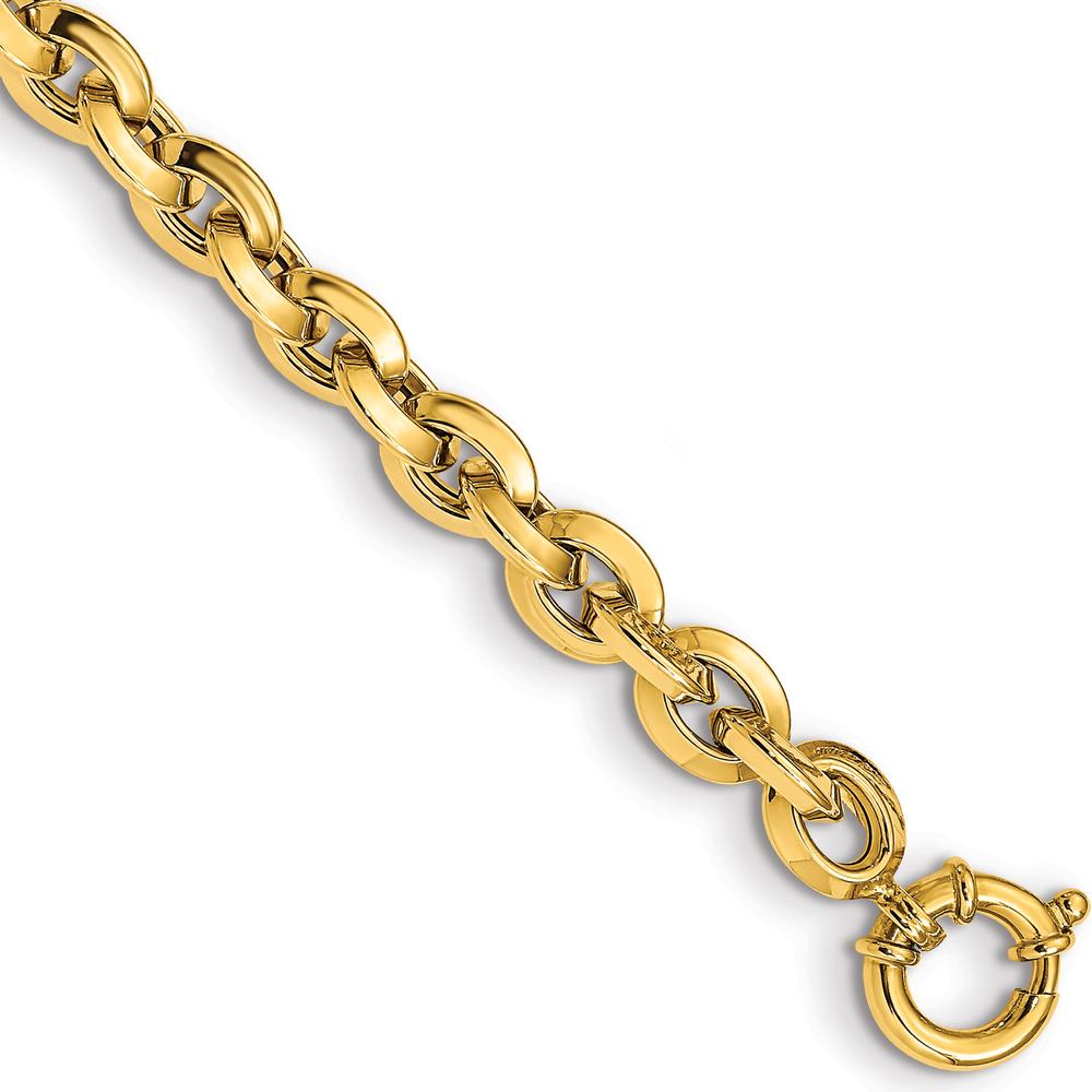 14K Yellow Gold Polished Fancy Knife-edge Rolo Link Bracelet - 8" Length by 0