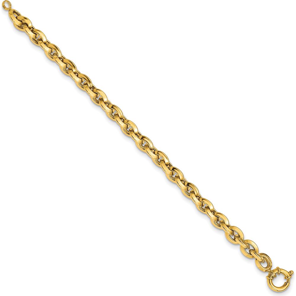 14K Yellow Gold Polished Fancy Knife-edge Rolo Link Bracelet - 8" Length by 0