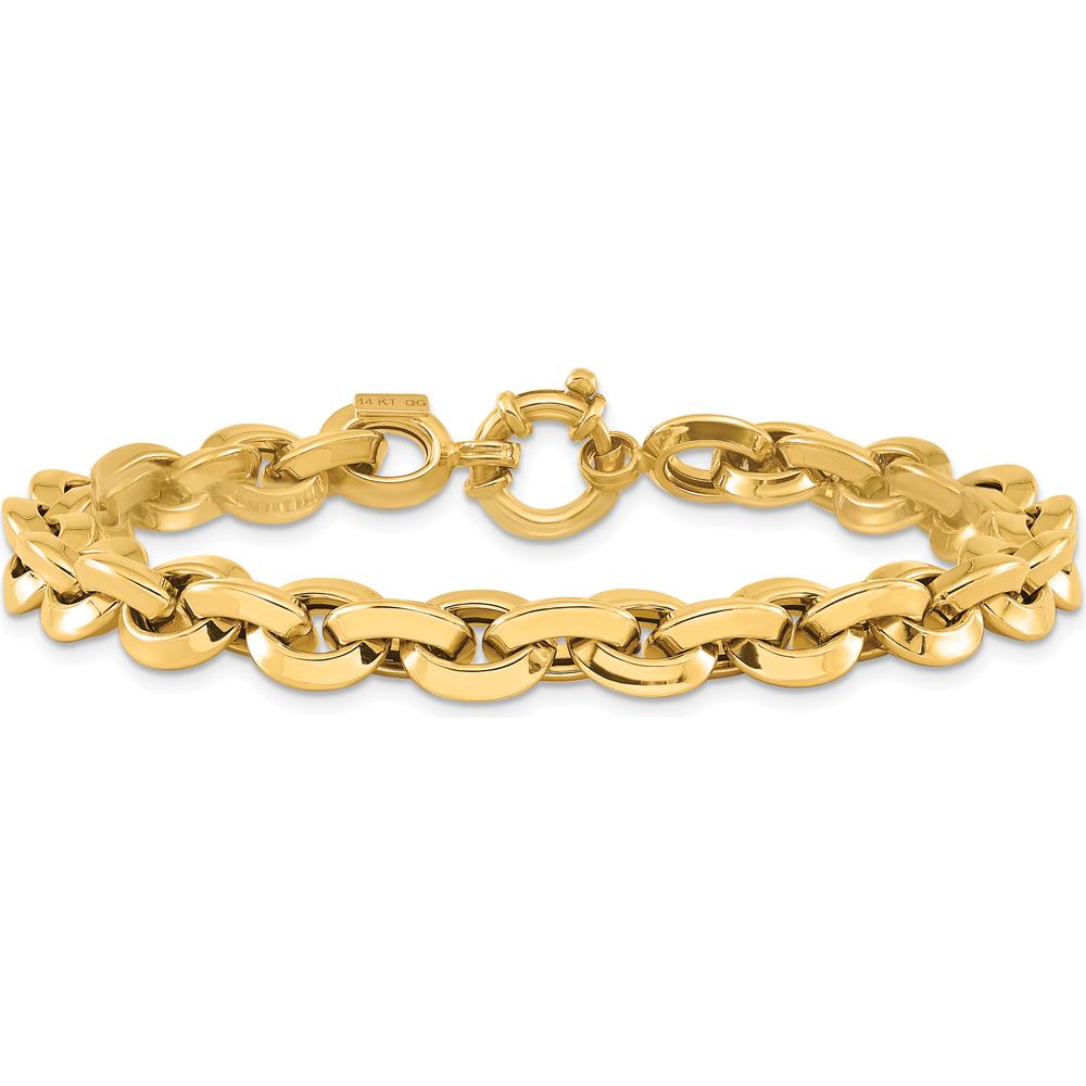 14K Yellow Gold Polished Fancy Knife-edge Rolo Link Bracelet - 8" Length by 0