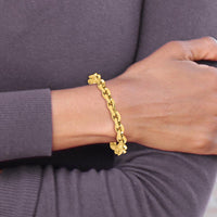 14K Yellow Gold Polished Fancy Knife-edge Rolo Link Bracelet - 8" Length by 0