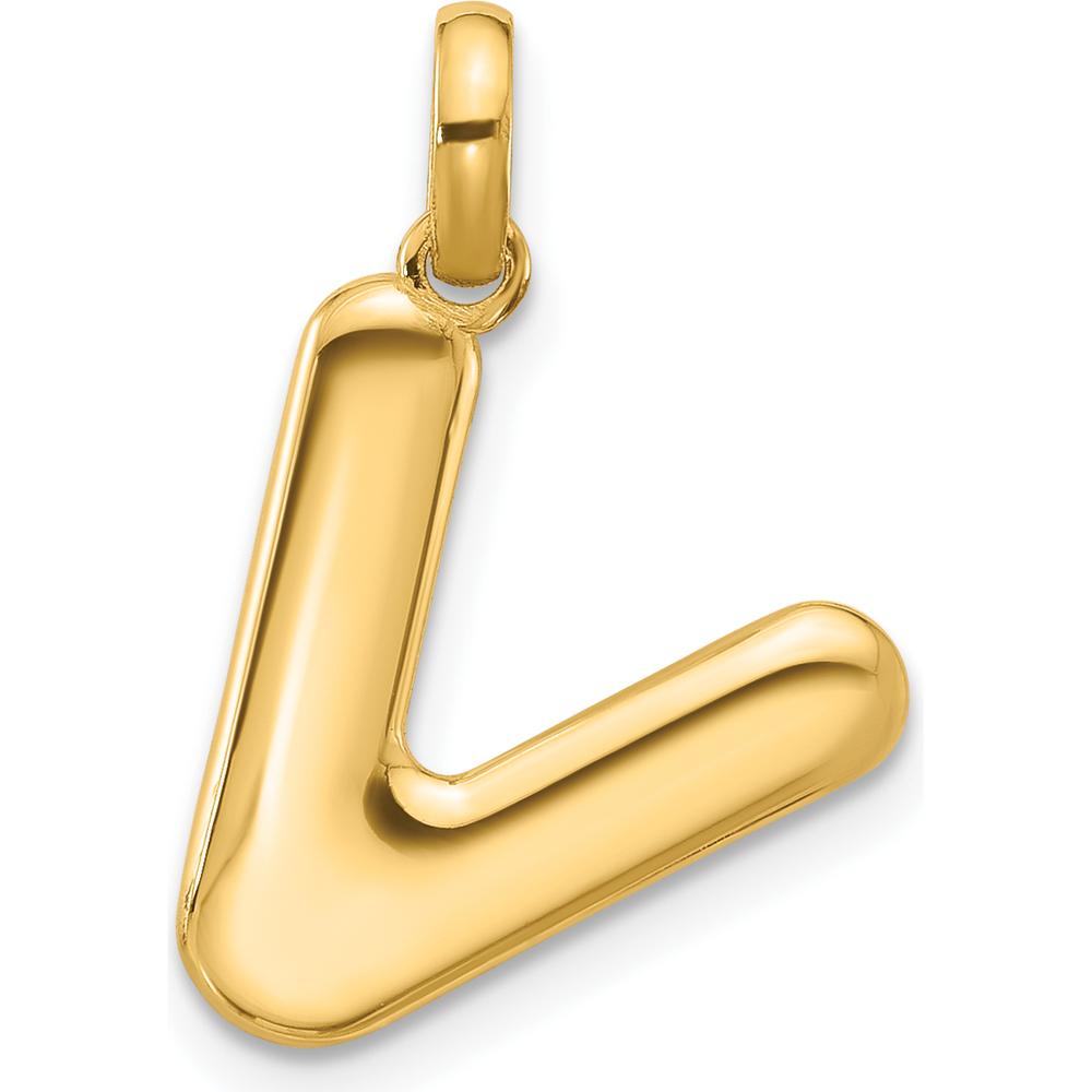 14K Yellow Gold Polished Fancy Letter V Pendant by Oro Pregiato