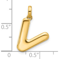 14K Yellow Gold Polished Fancy Letter V Pendant by Oro Pregiato