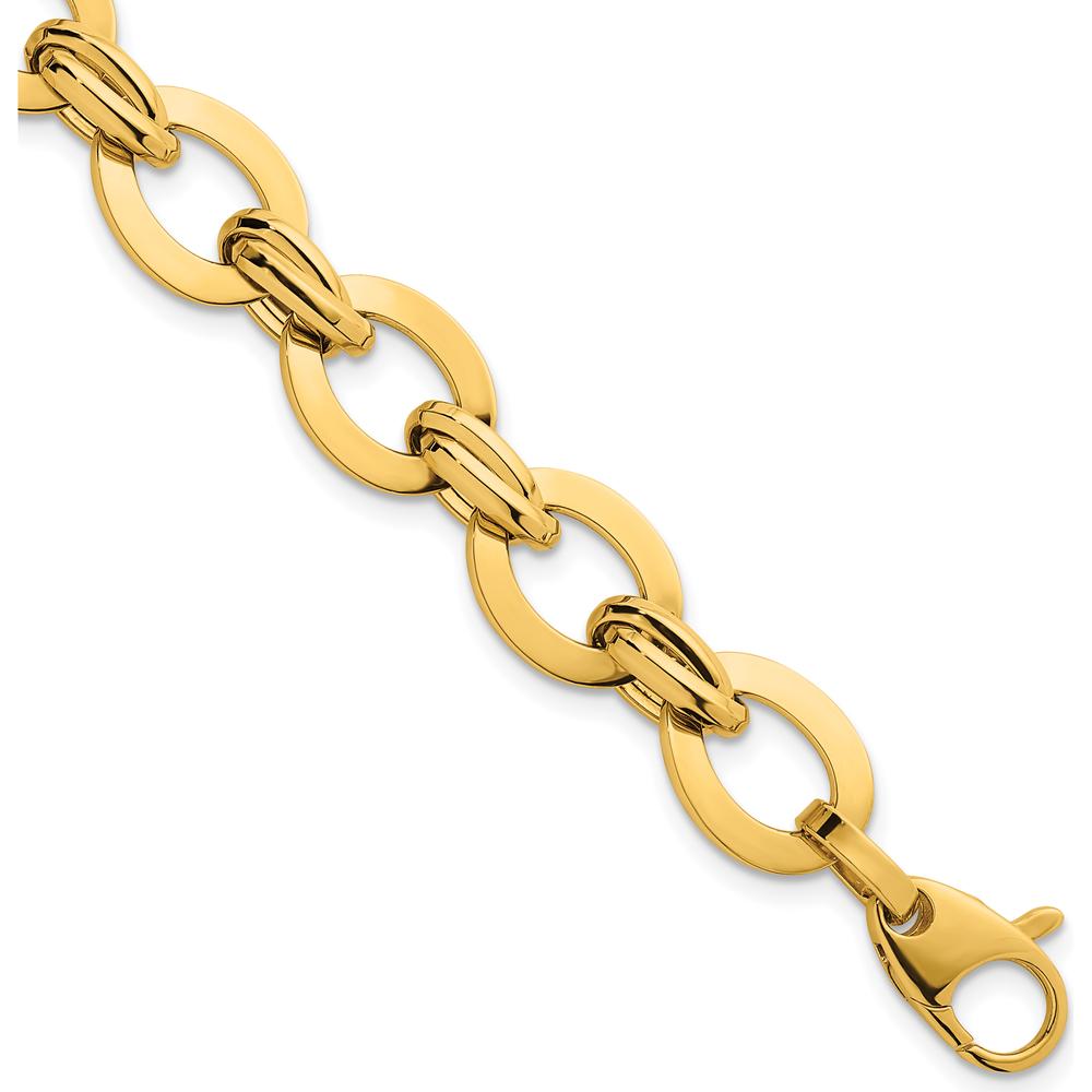 14K Yellow Gold Polished Fancy Link 10.8mm Lightweight Bracelet - 7.75" by 0