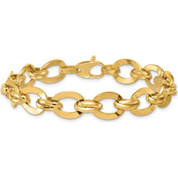 14K Yellow Gold Polished Fancy Link 10.8mm Lightweight Bracelet - 7.75" by 0