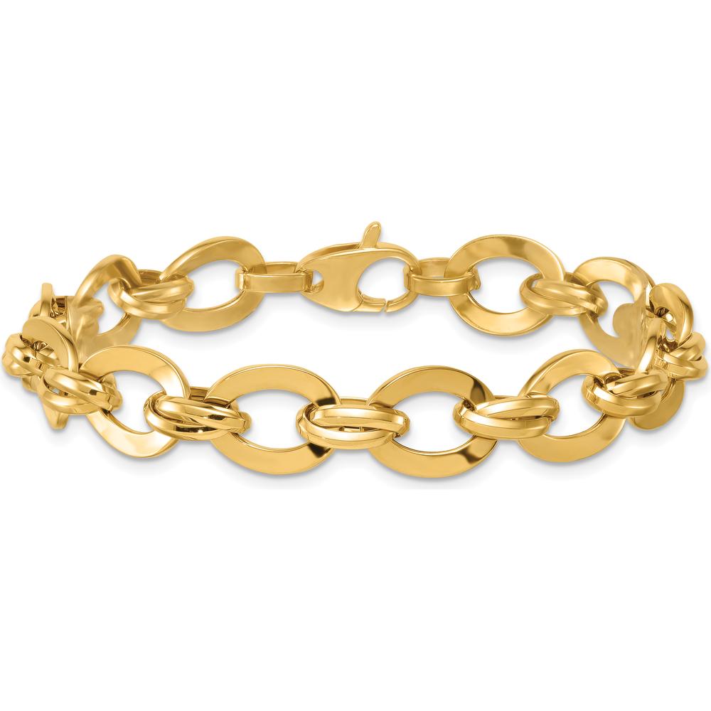 14K Yellow Gold Polished Fancy Link 10.8mm Lightweight Bracelet - 7.75" by 0