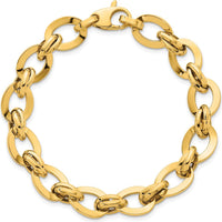 14K Yellow Gold Polished Fancy Link 10.8mm Lightweight Bracelet - 7.75" by 0
