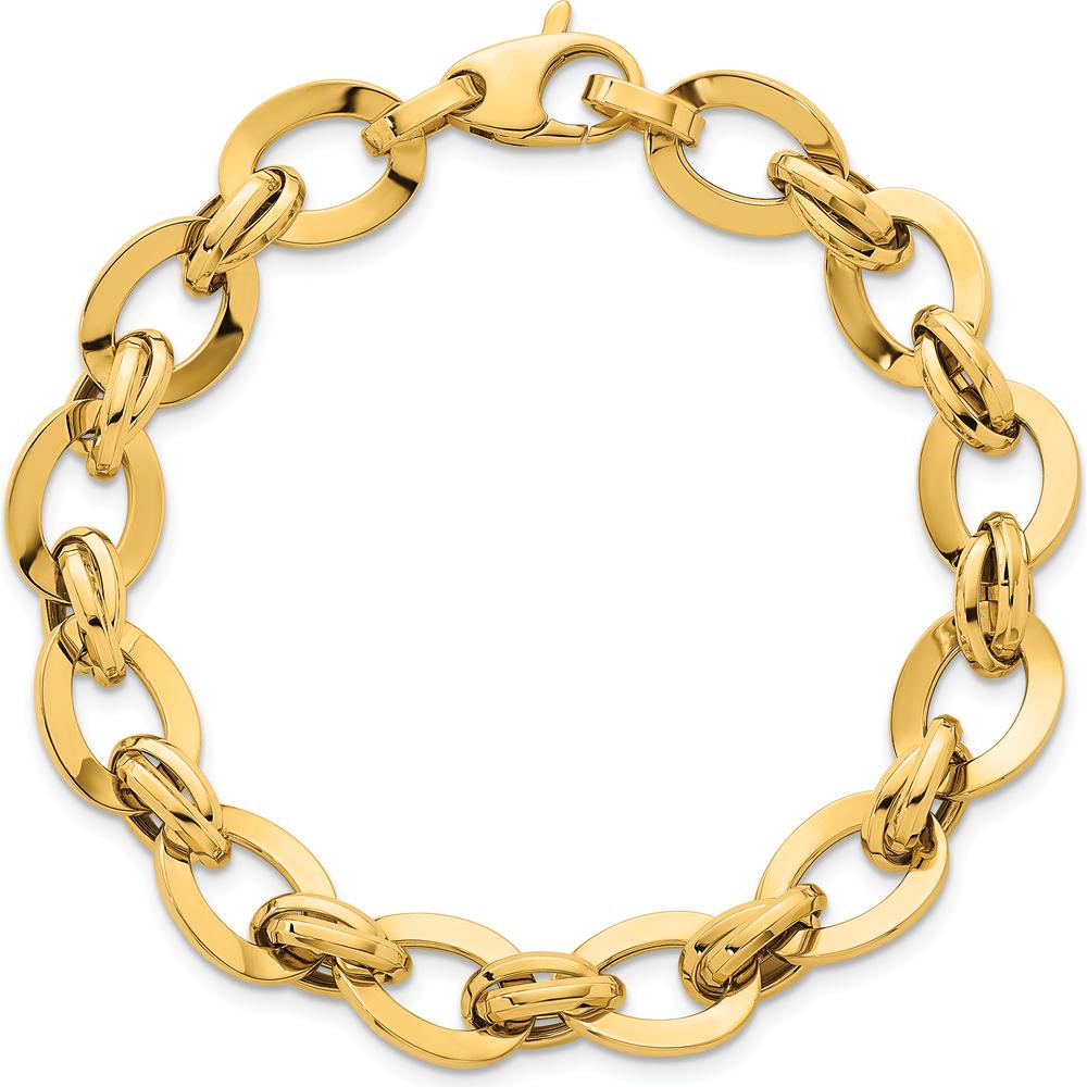14K Yellow Gold Polished Fancy Link 10.8mm Lightweight Bracelet - 7.75" by 0