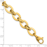 14K Yellow Gold Polished Fancy Link 10.8mm Lightweight Bracelet - 7.75" by 0