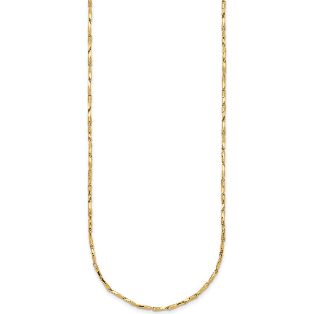 14K Yellow Gold Polished Fancy Link 17" Necklace with Diamond-Cut Texture by 0