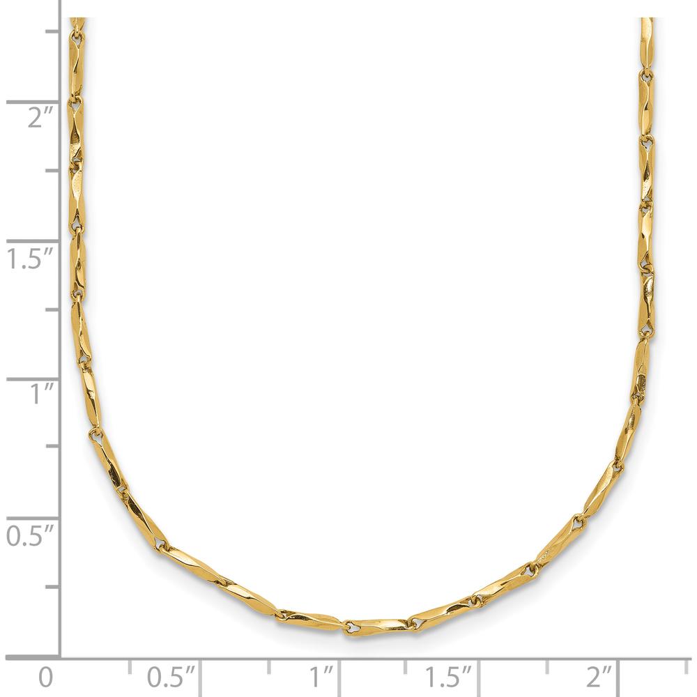 14K Yellow Gold Polished Fancy Link 17" Necklace with Diamond-Cut Texture by 0