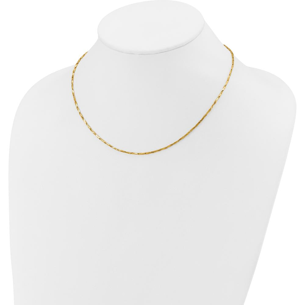 14K Yellow Gold Polished Fancy Link 17" Necklace with Diamond-Cut Texture by 0
