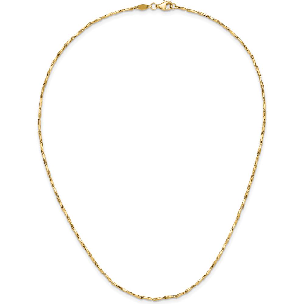 14K Yellow Gold Polished Fancy Link 17" Necklace with Diamond-Cut Texture by 0