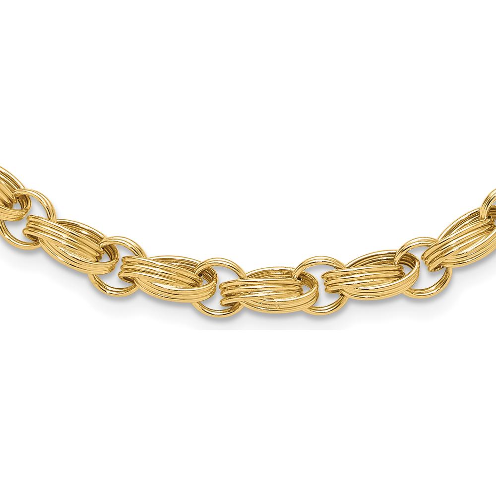 14K Yellow Gold Polished Fancy Link 4.8mm Oval Chain Necklace - 18" Length by 0