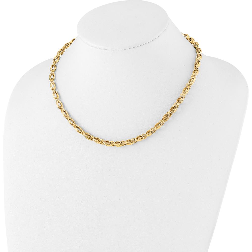 14K Yellow Gold Polished Fancy Link 4.8mm Oval Chain Necklace - 18" Length by 0