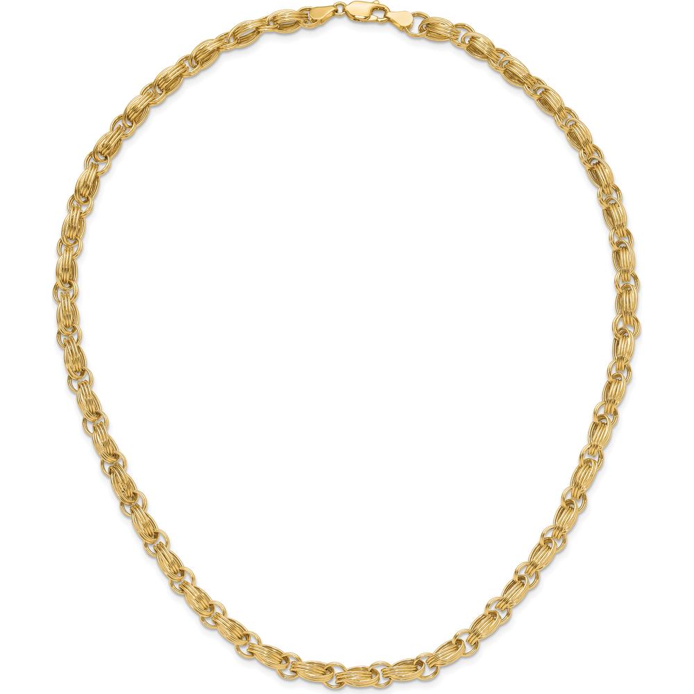 14K Yellow Gold Polished Fancy Link 4.8mm Oval Chain Necklace - 18" Length by 0