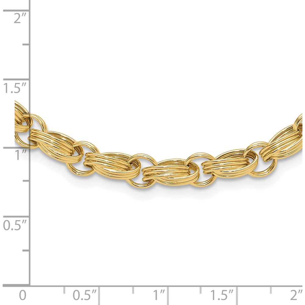 14K Yellow Gold Polished Fancy Link 4.8mm Oval Chain Necklace - 18" Length by 0